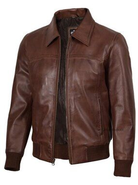 Real Lambskin Leather Bomber Jacket Men Classic Casual Outerwear